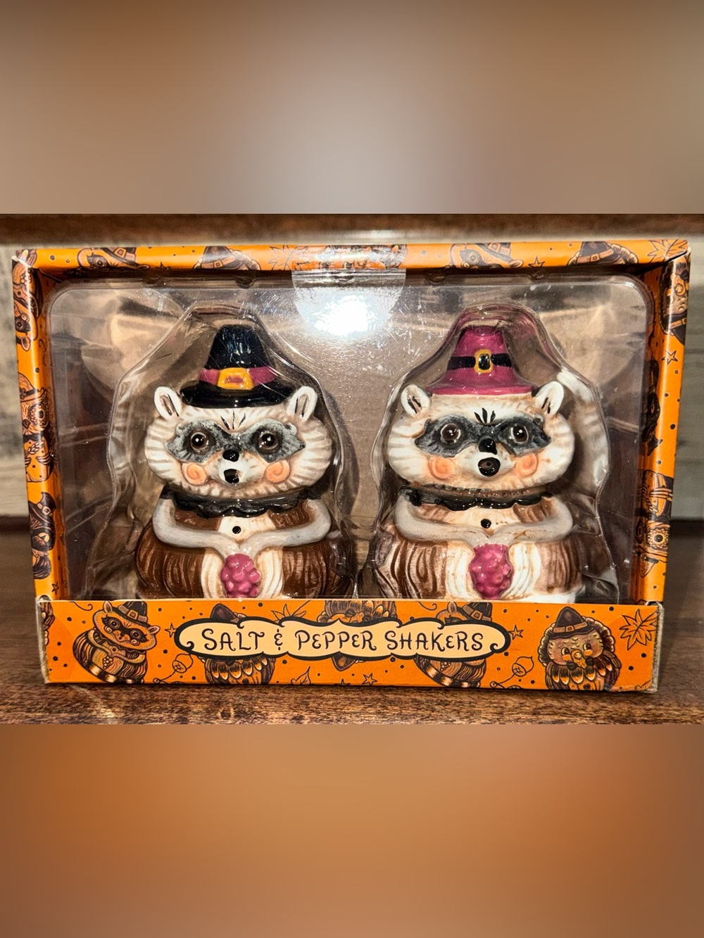 🥰 Johanna Parker Salt Pepper Shakers 2026 FALL collection Raccoon 🦝 Pilgrims